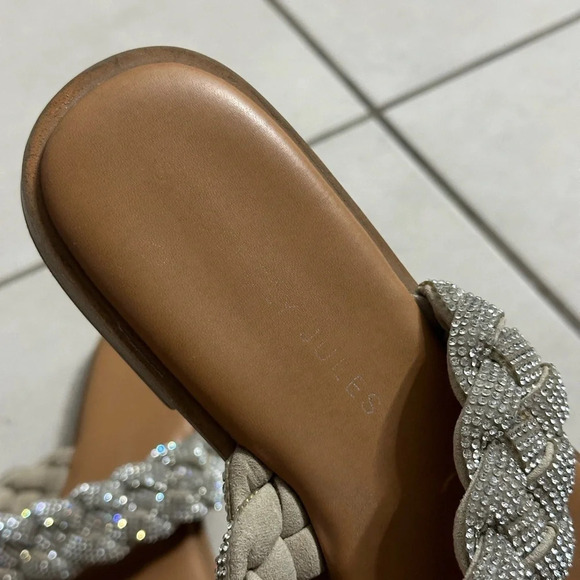 Sincerely Jules Women Silver Sparkle Rhinestone Slides Size 9. - Picture 4 of 7